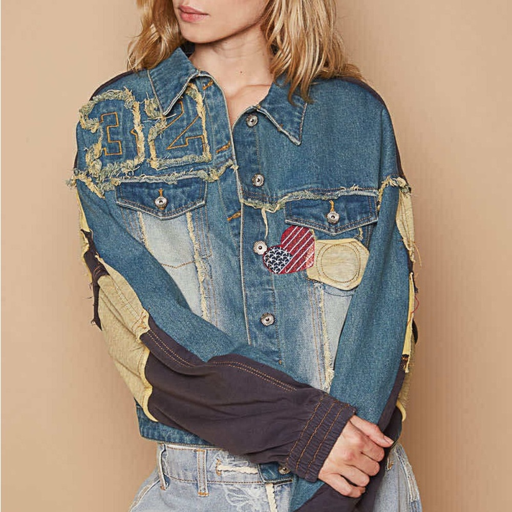 POL Denim Patchwork Jacket